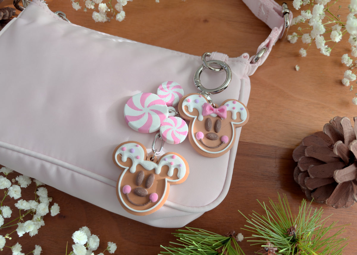 Pastel Gingerbread Head Dangle Bag Charm