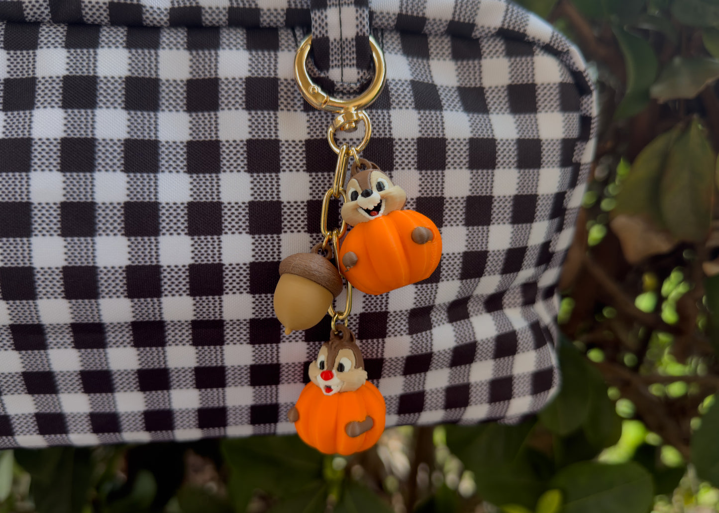 Chipmunk Pumpkin Dangle Bag Charm