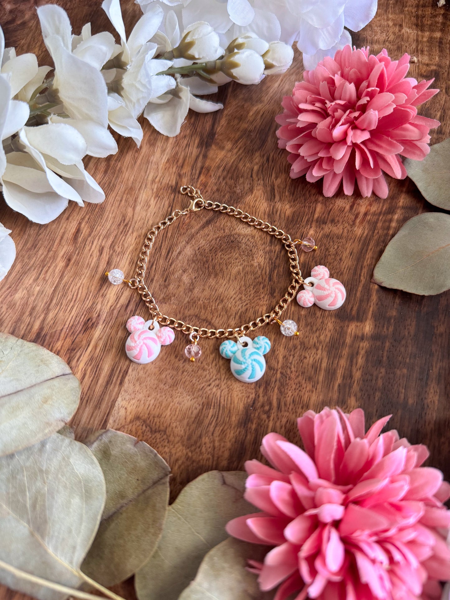 Pastel Peppermint Mouse Charm Bracelet