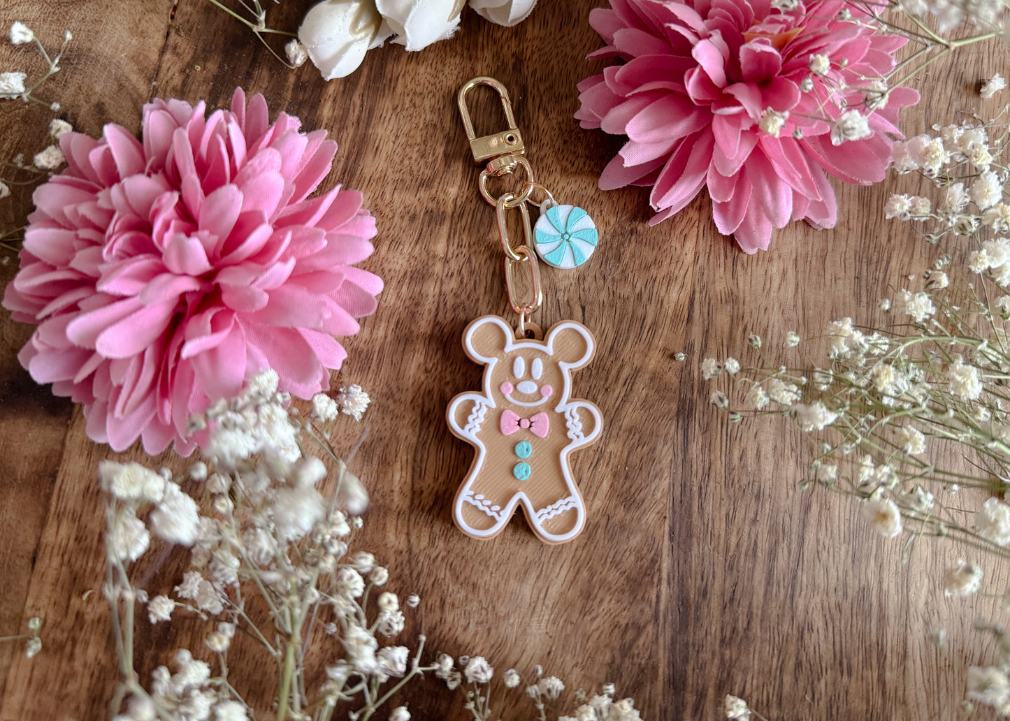 Pastel Gingerbread Mouse Dangle Bag Charm