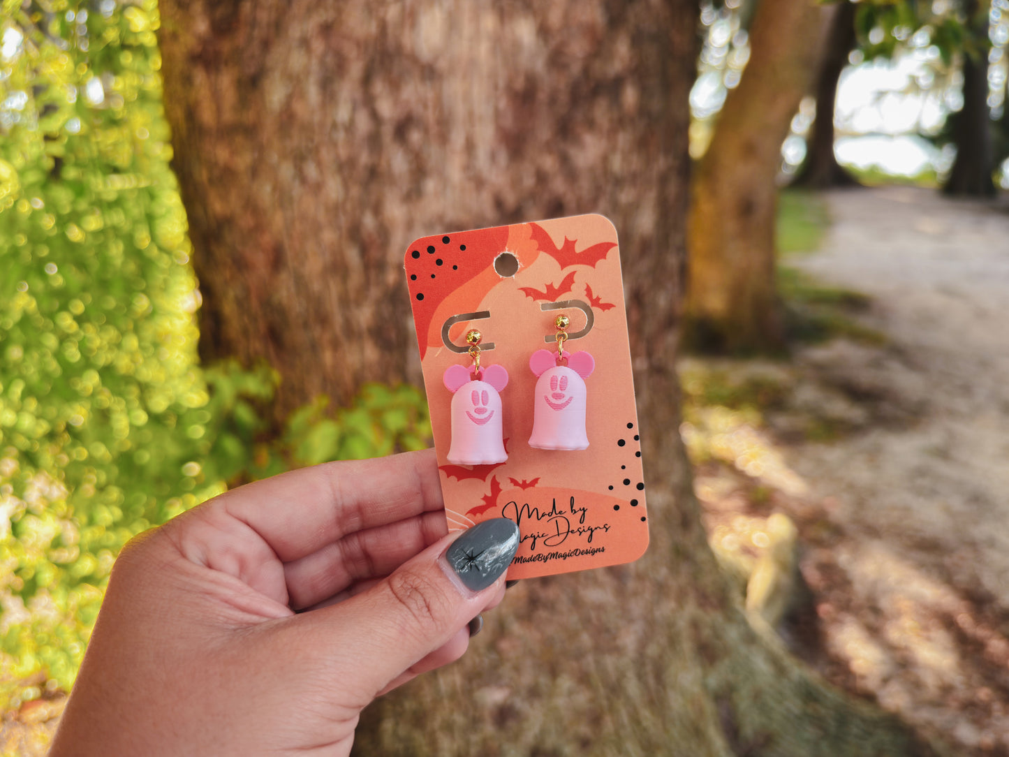 MINI Pink Ghost Mouse Earrings