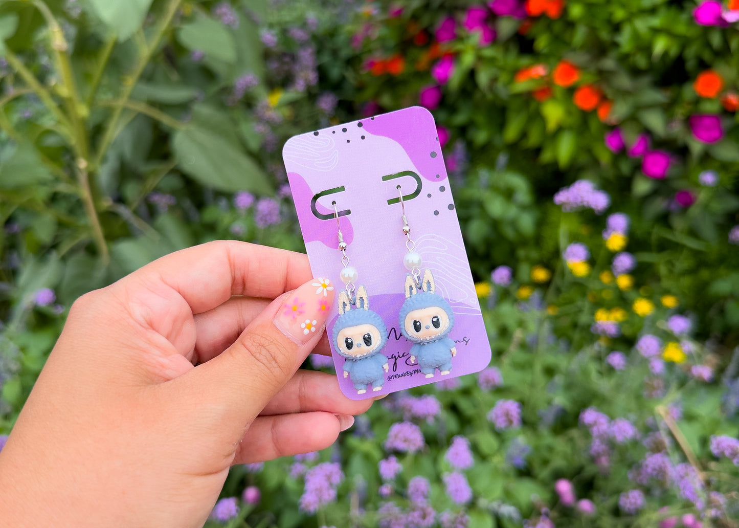Dusty Blue Labu Monster Earrings