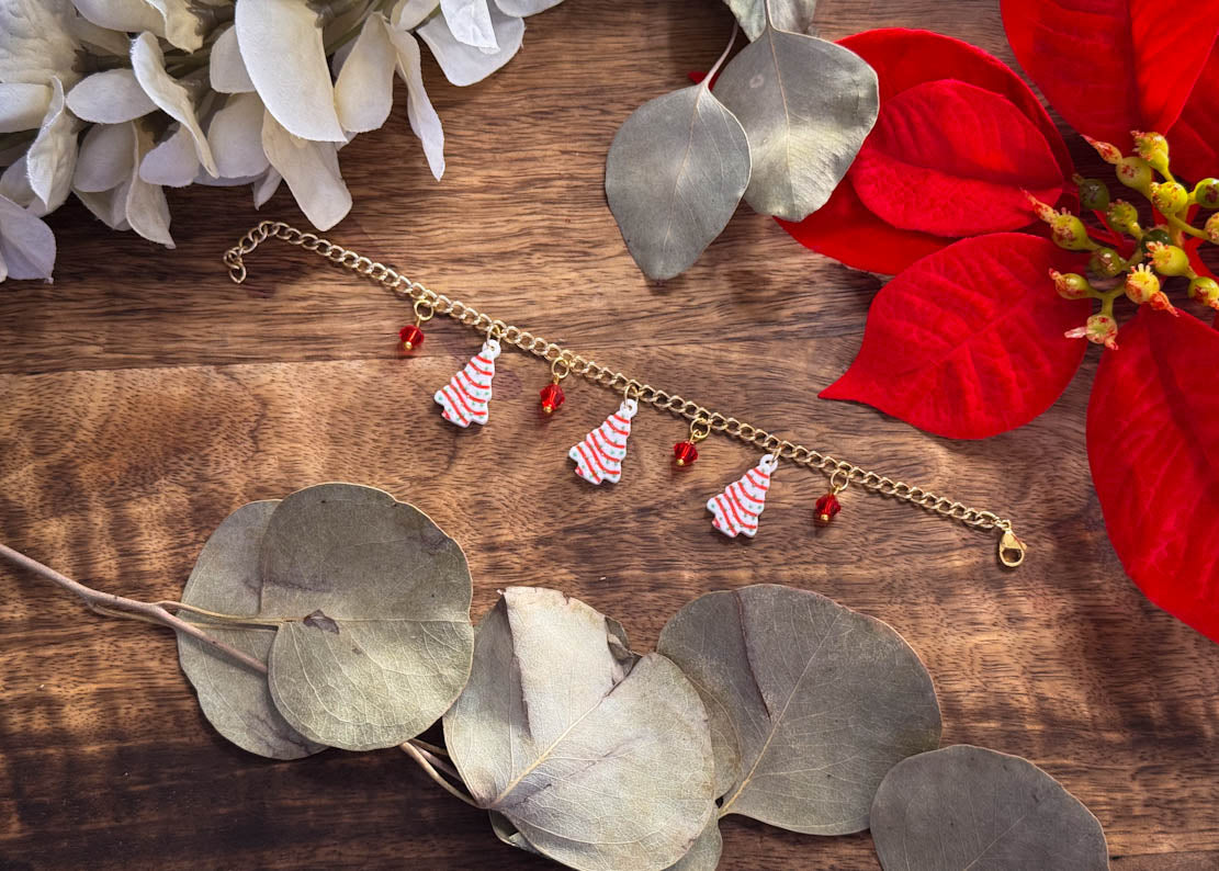 Christmas Tree Cake Charm Bracelet
