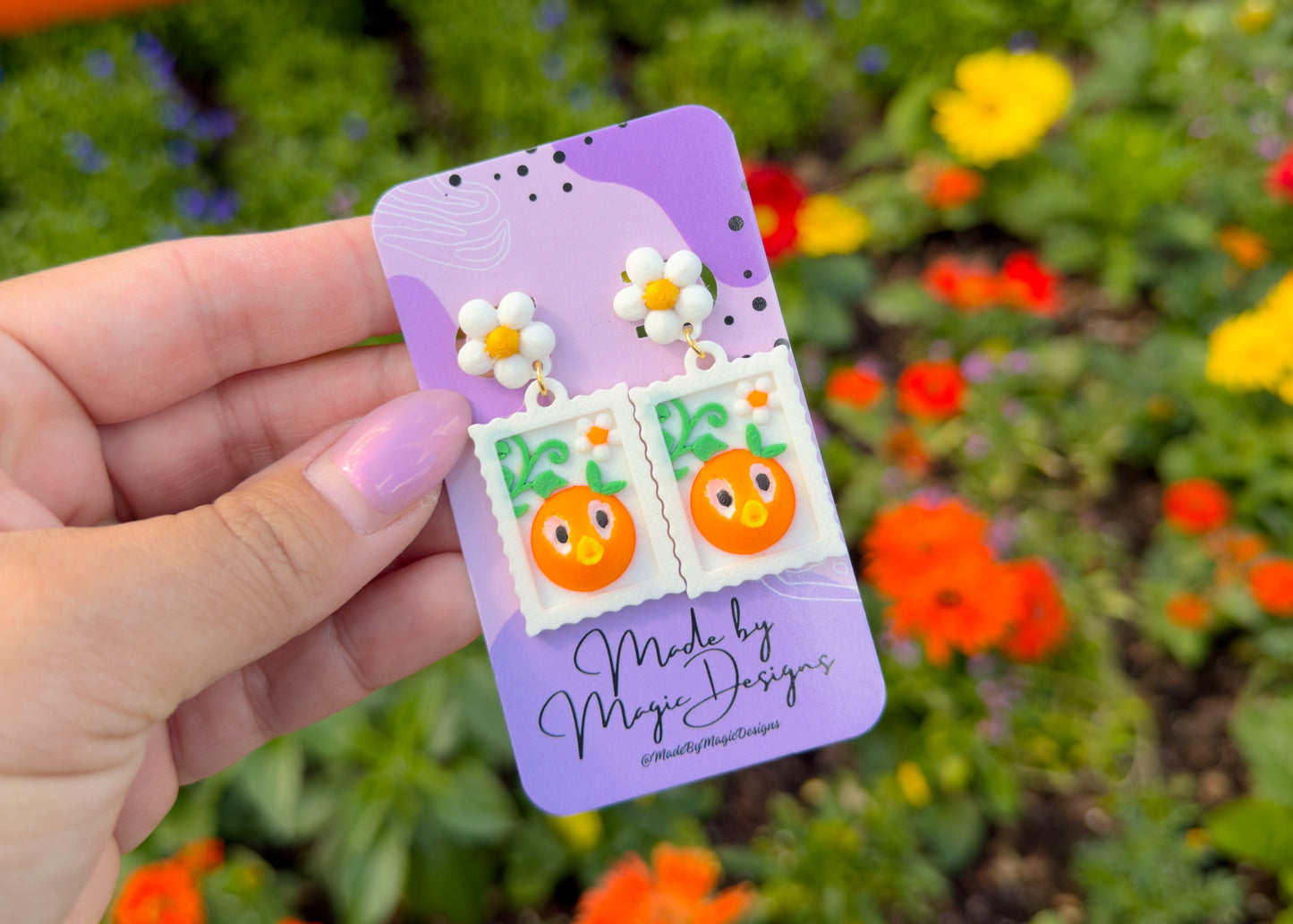 Citrus Bird Stamp Earrings