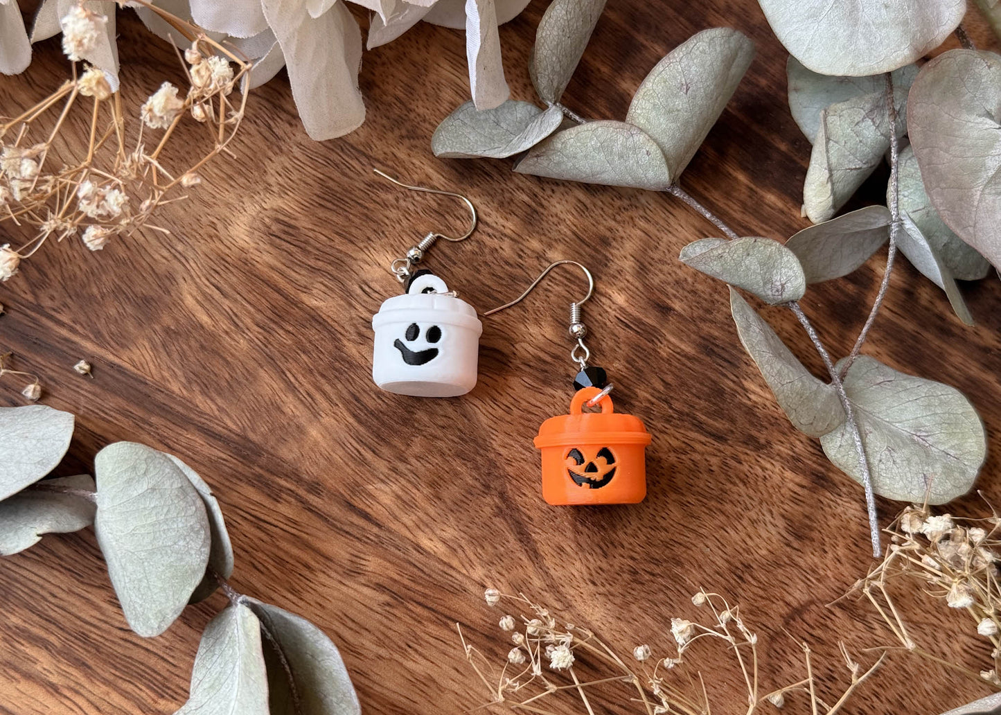 MINI Ghost/Pumpkin Bucket Earrings