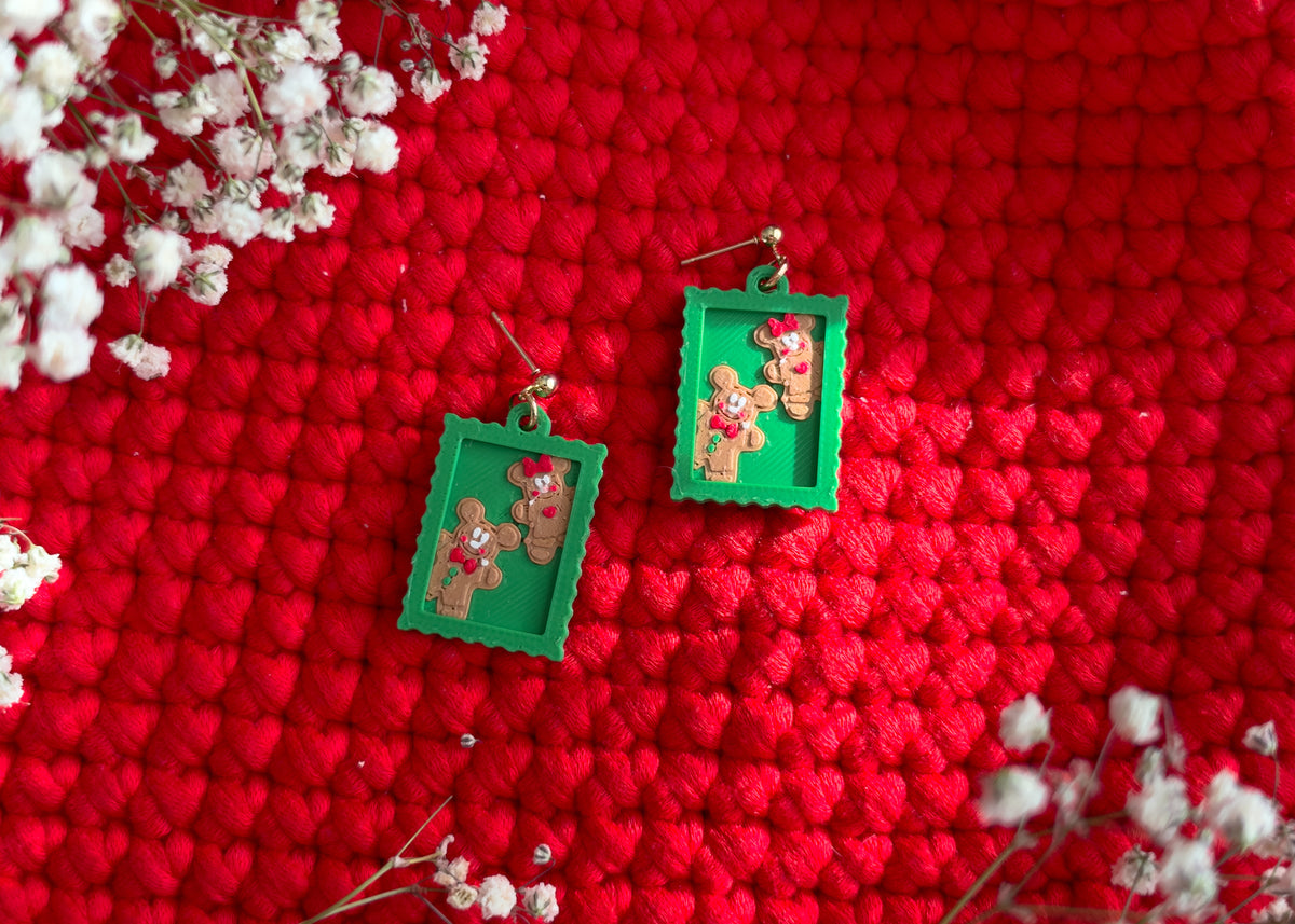 Gingerbread Mouse Stamp Earrings