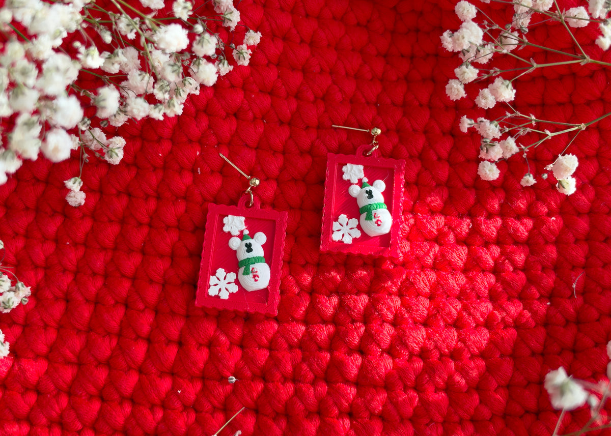 SnowMouse Stamp Earrings
