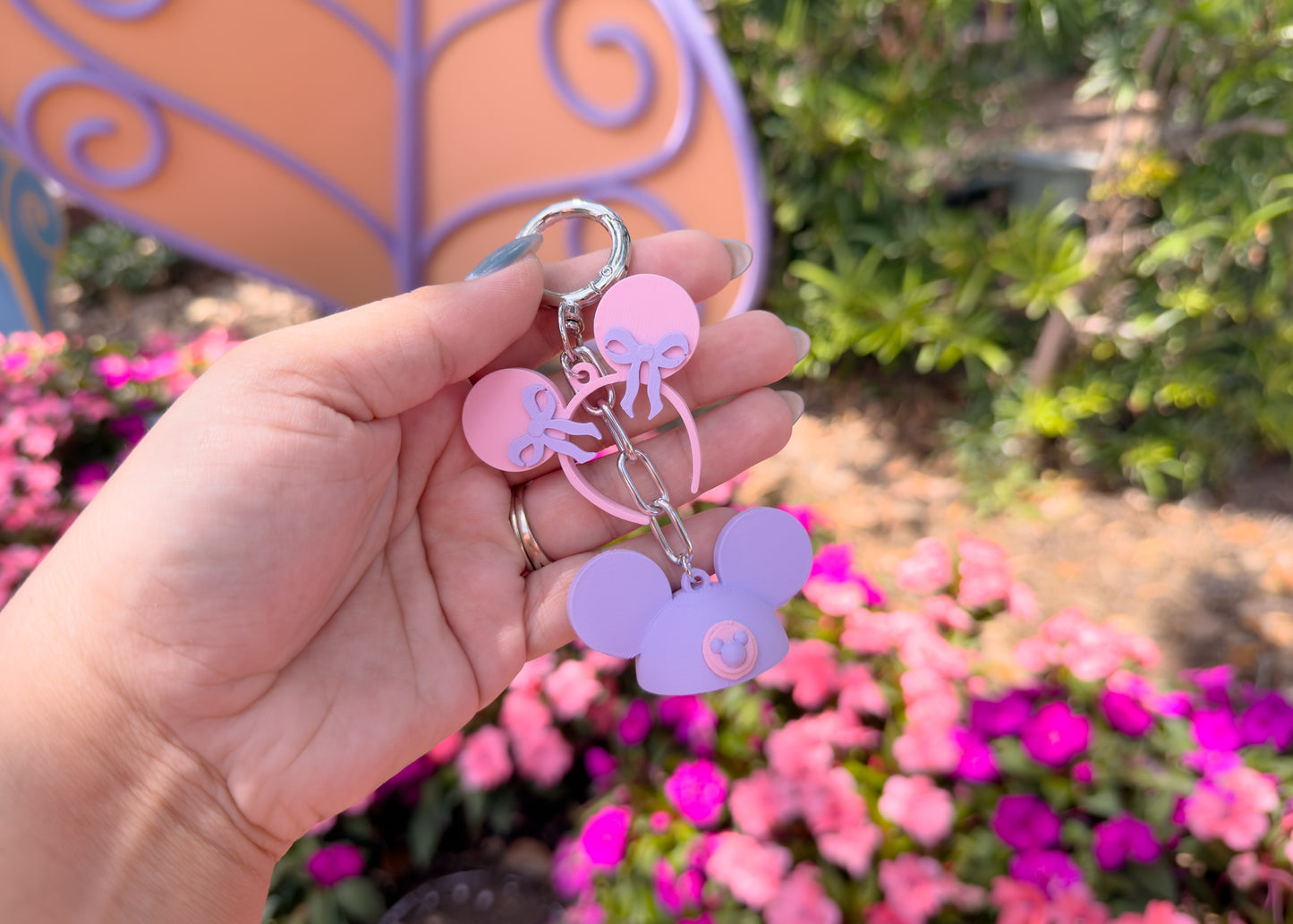 Pink and Purple Bow Mouse Dangle Bag Charm