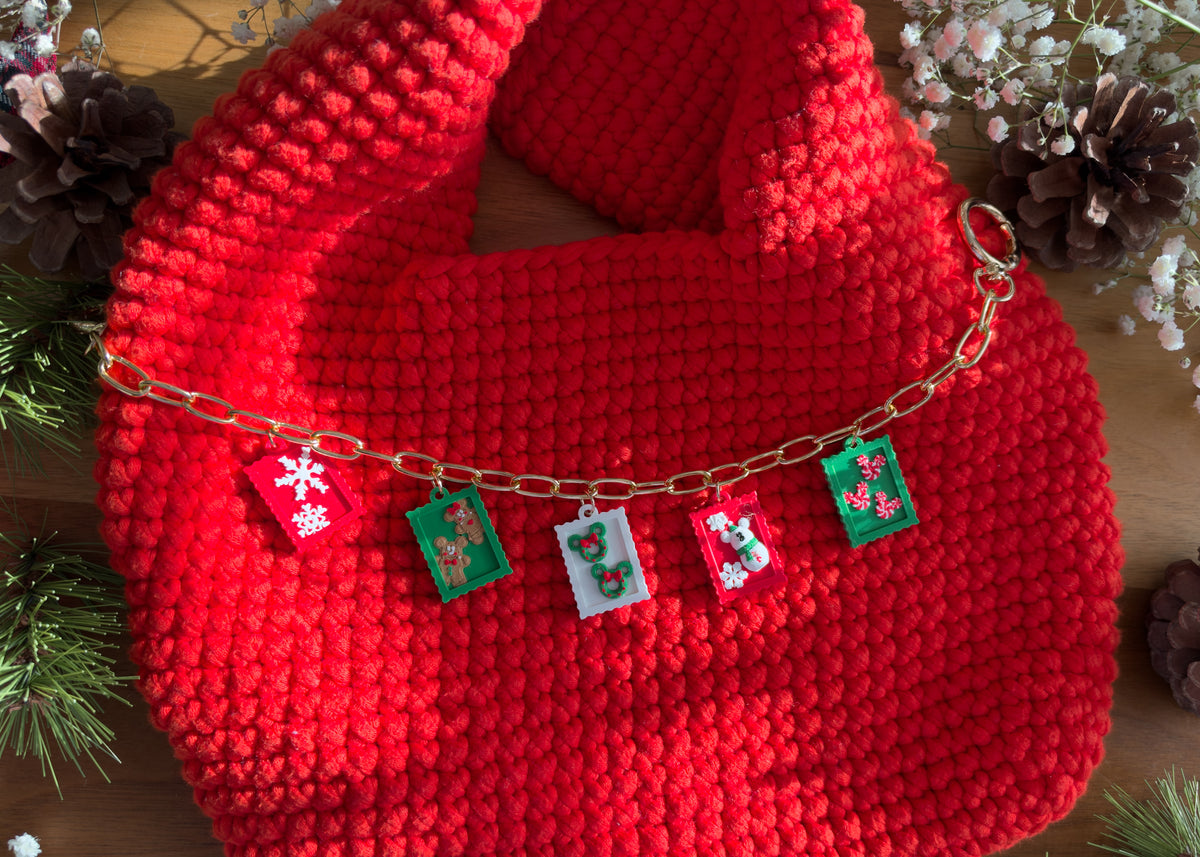 Christmas Stamp Bag Charm Chain