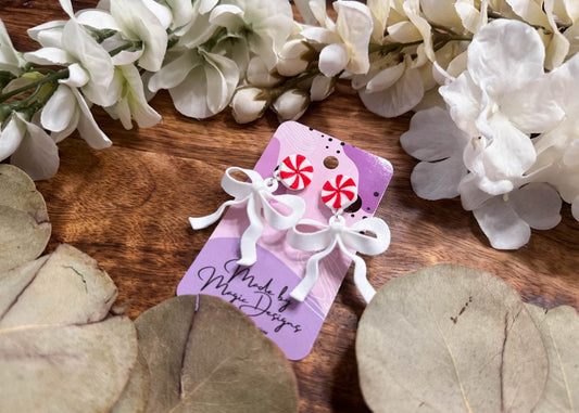 The Peppermint Lydia White Bow Earrings