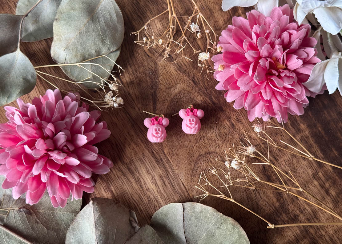 Teeny Pink Pumpkin Mouse Earrings