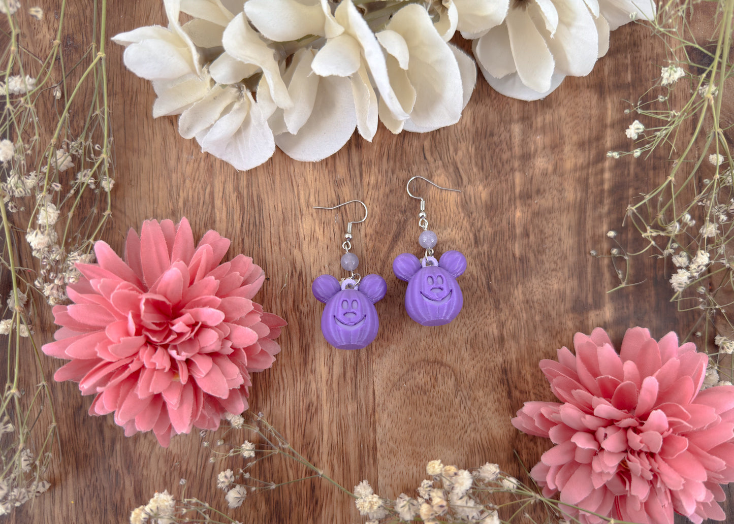 MINI Purple Pumpkin Mouse Head Earrings