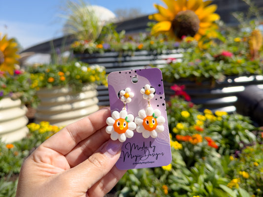Citrus Bird Flower Earrings