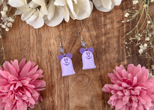 Purple Ghosty Mouse Earrings