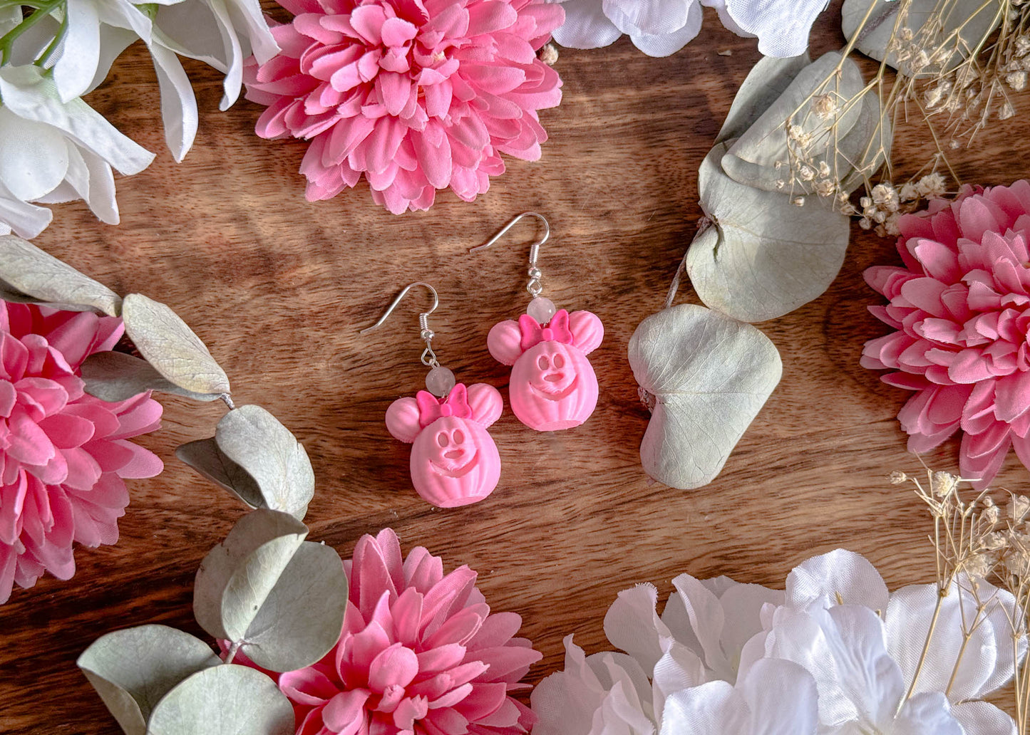 MINI Pink Pumpkin Mouse Head Earrings