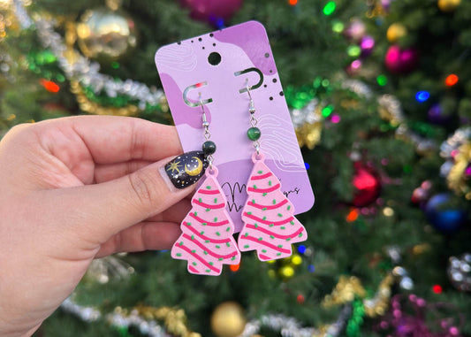 Pink Little Tree Cake Earrings