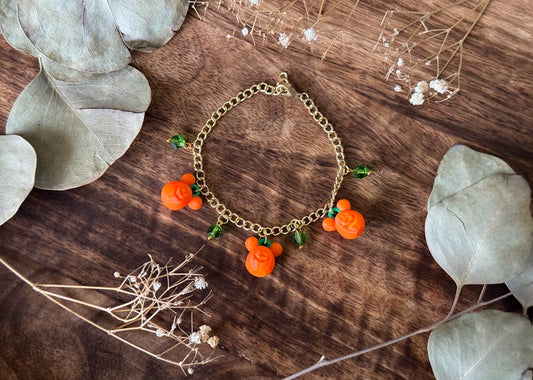 Pumpkin Mouse Head Charm Bracelet