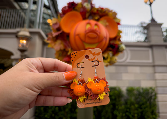 Pumpkin Mouse Wreath Earrings