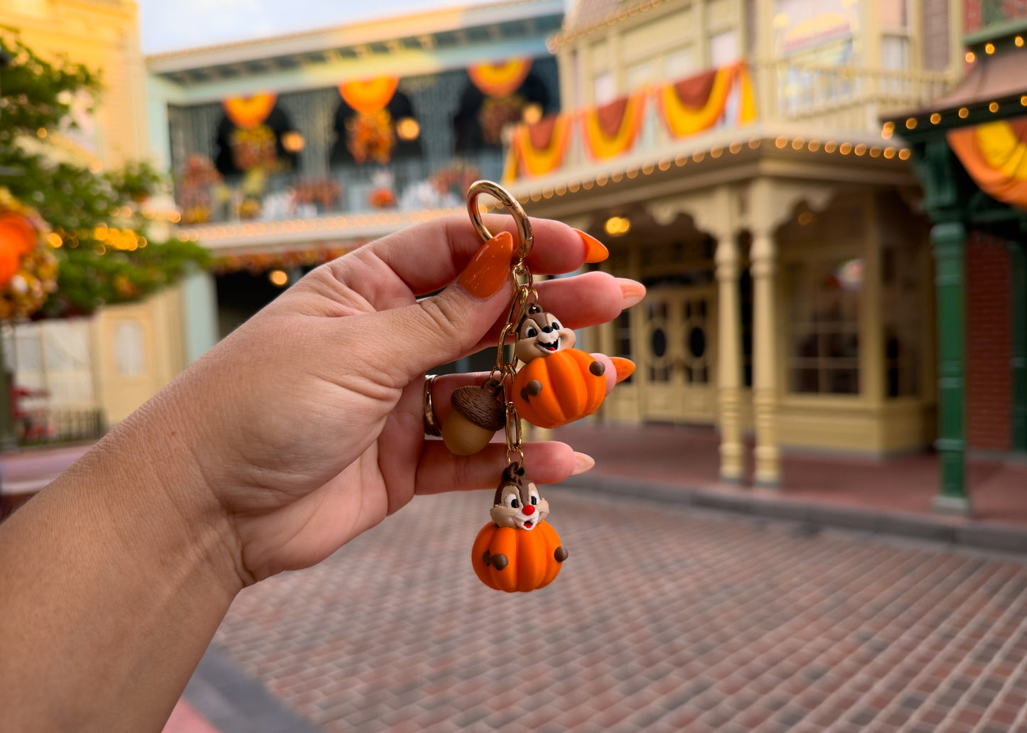 Chipmunk Pumpkin Dangle Bag Charm