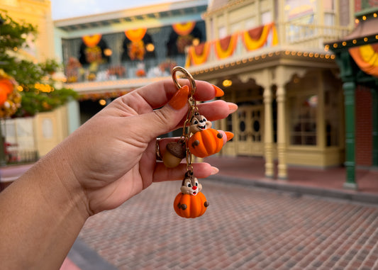 Chipmunk Pumpkin Dangle Bag Charm