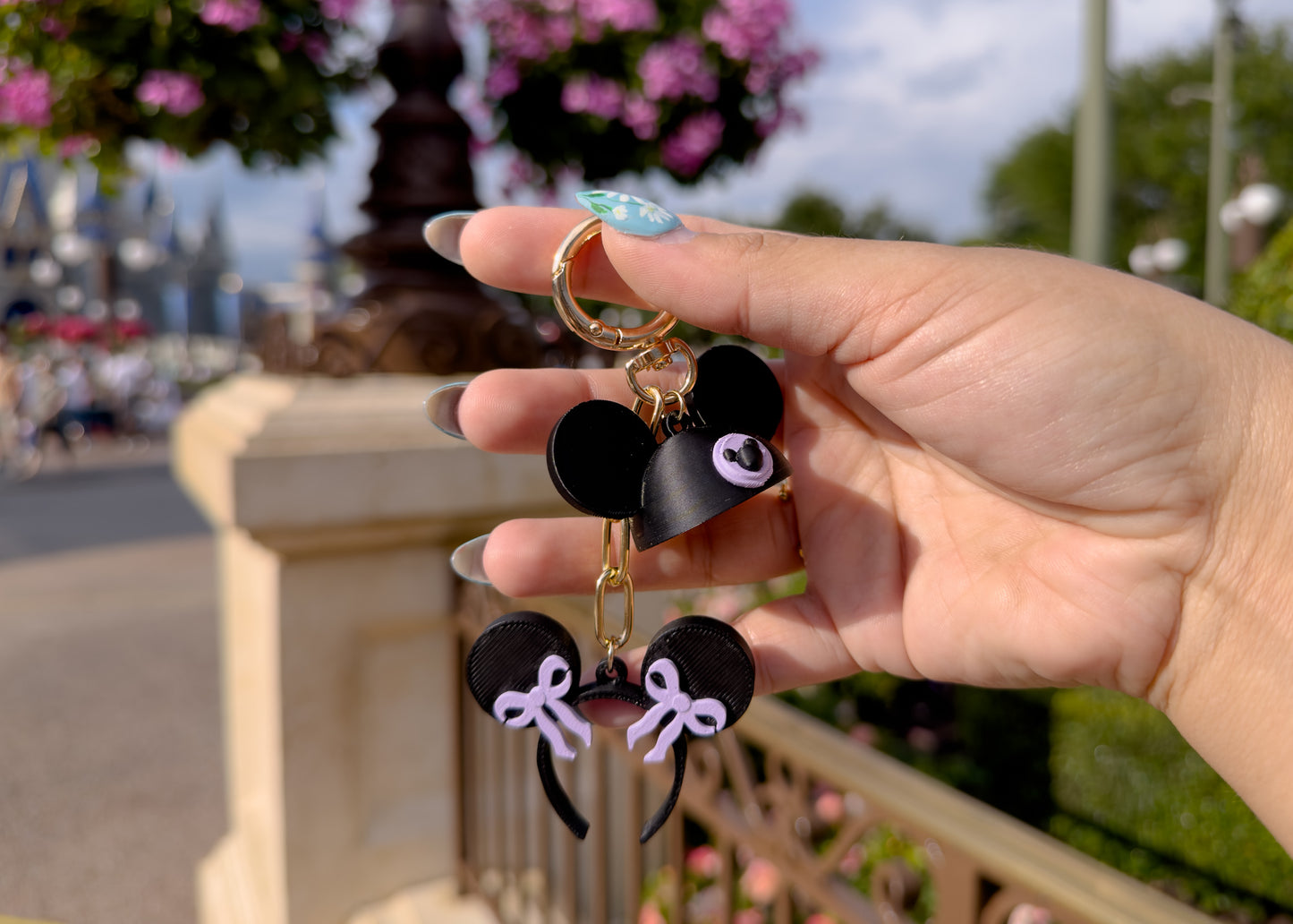 Lavender Bow Mouse Dangle Bag Charm