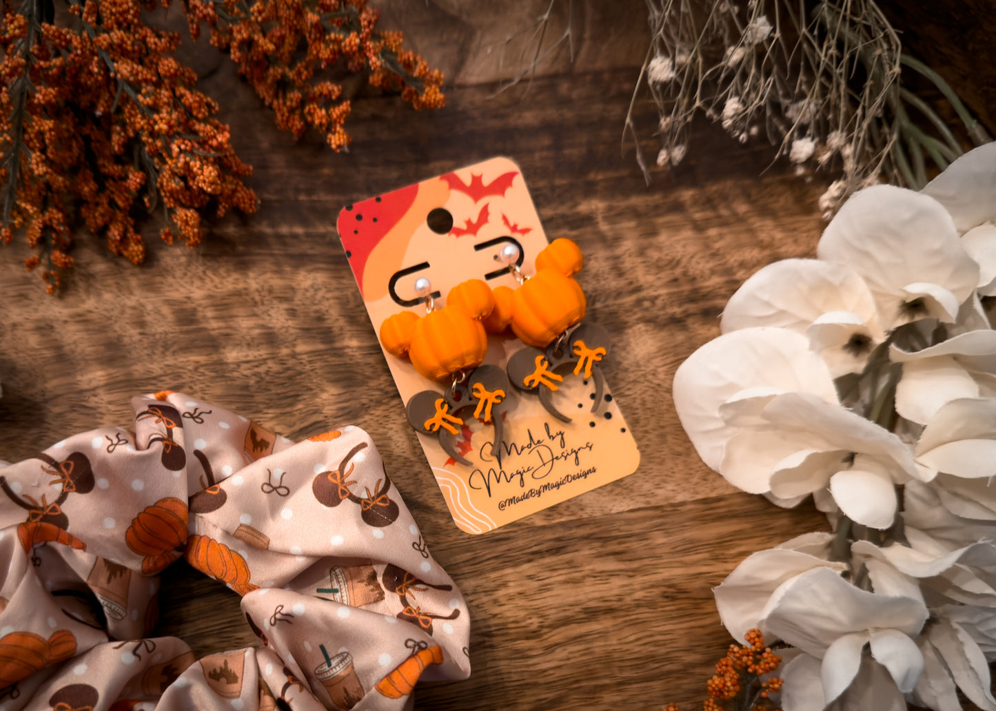 Fall Ears and Pumpkin Mouse Earrings