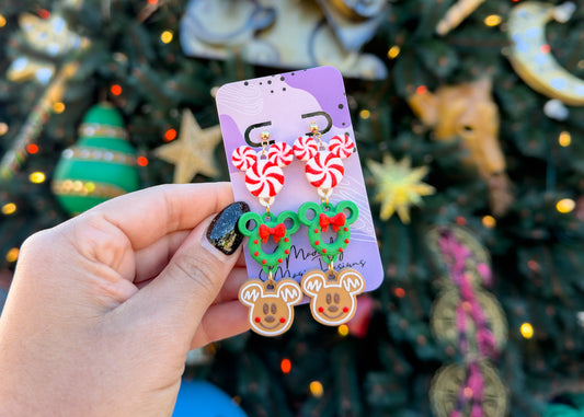 Christmas Mouse Dangle Earrings