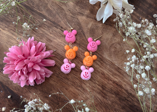 Pastel Pumpkin Mouse Dangle Earrings
