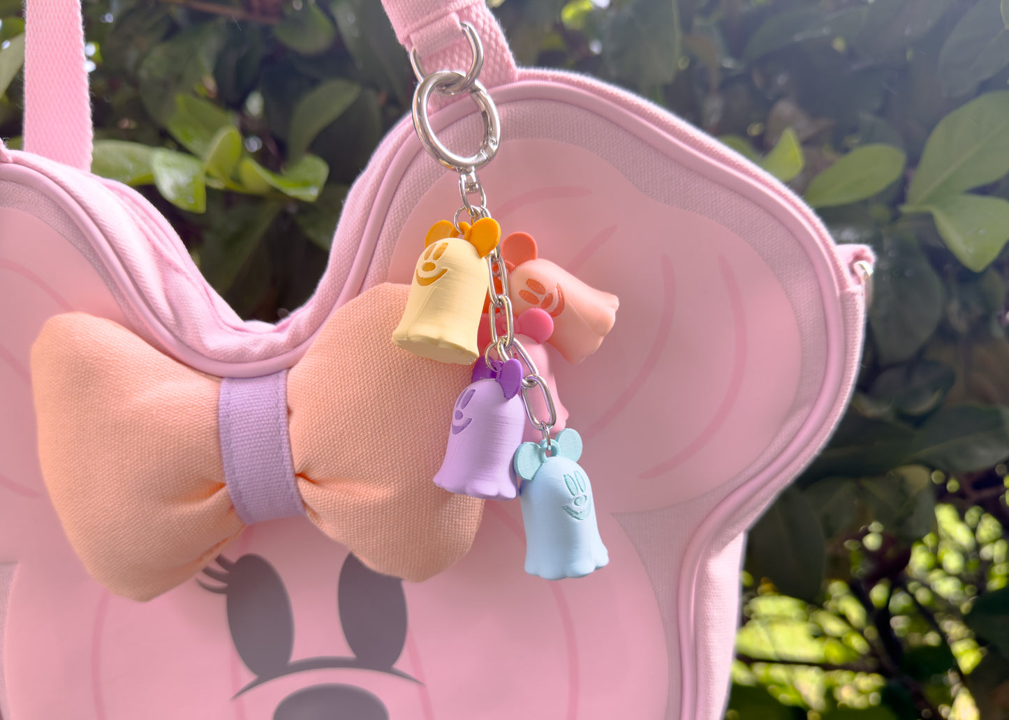 Rainbow Ghost Mouse Dangle Bag Charm