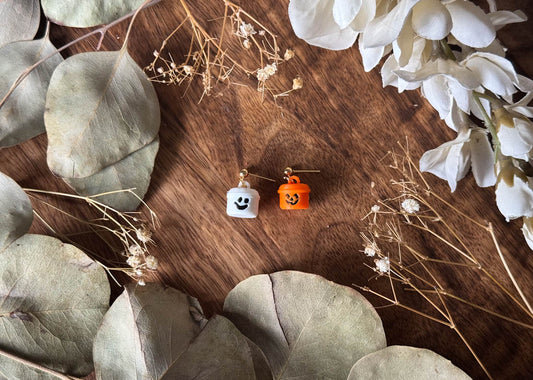 Teeny Ghost/Pumpkin Bucket MIX Earrings