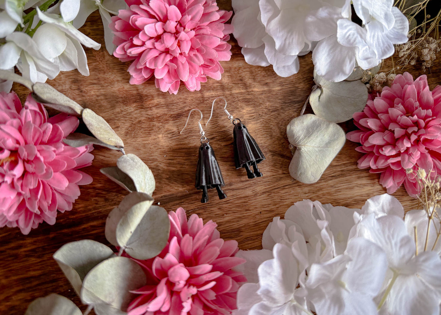 Teeny Black Spooky Ghosty Earrings