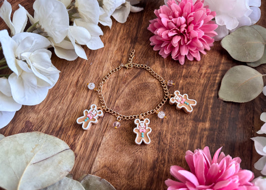 Pastel Gingerbread Mouse Charm Bracelet