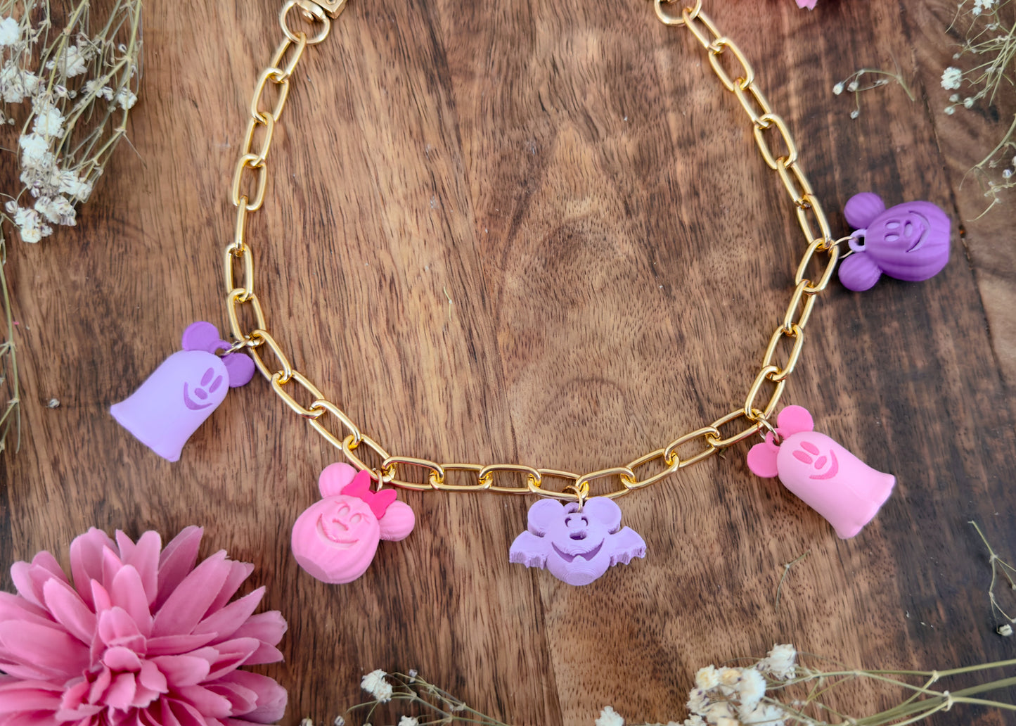 Pink and Purple Boo to You Bag Charm Chain