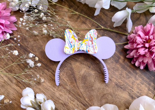 Lavender Splatter Paint Bag Plush Ears