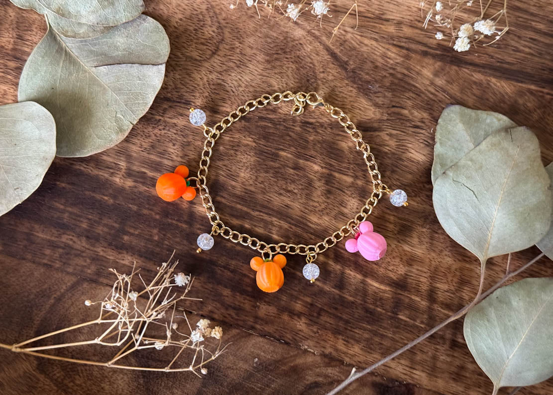 Fall Pumpkin Mouse Charm Bracelet