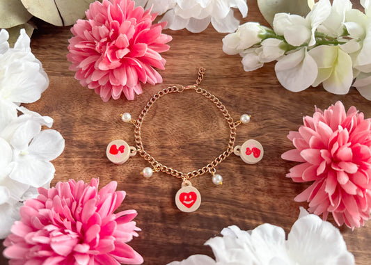 Valentine Hearts Cookie Charm Bracelet