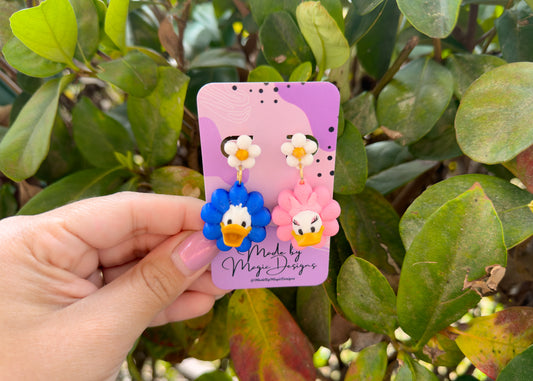Duck Love Flower Earrings