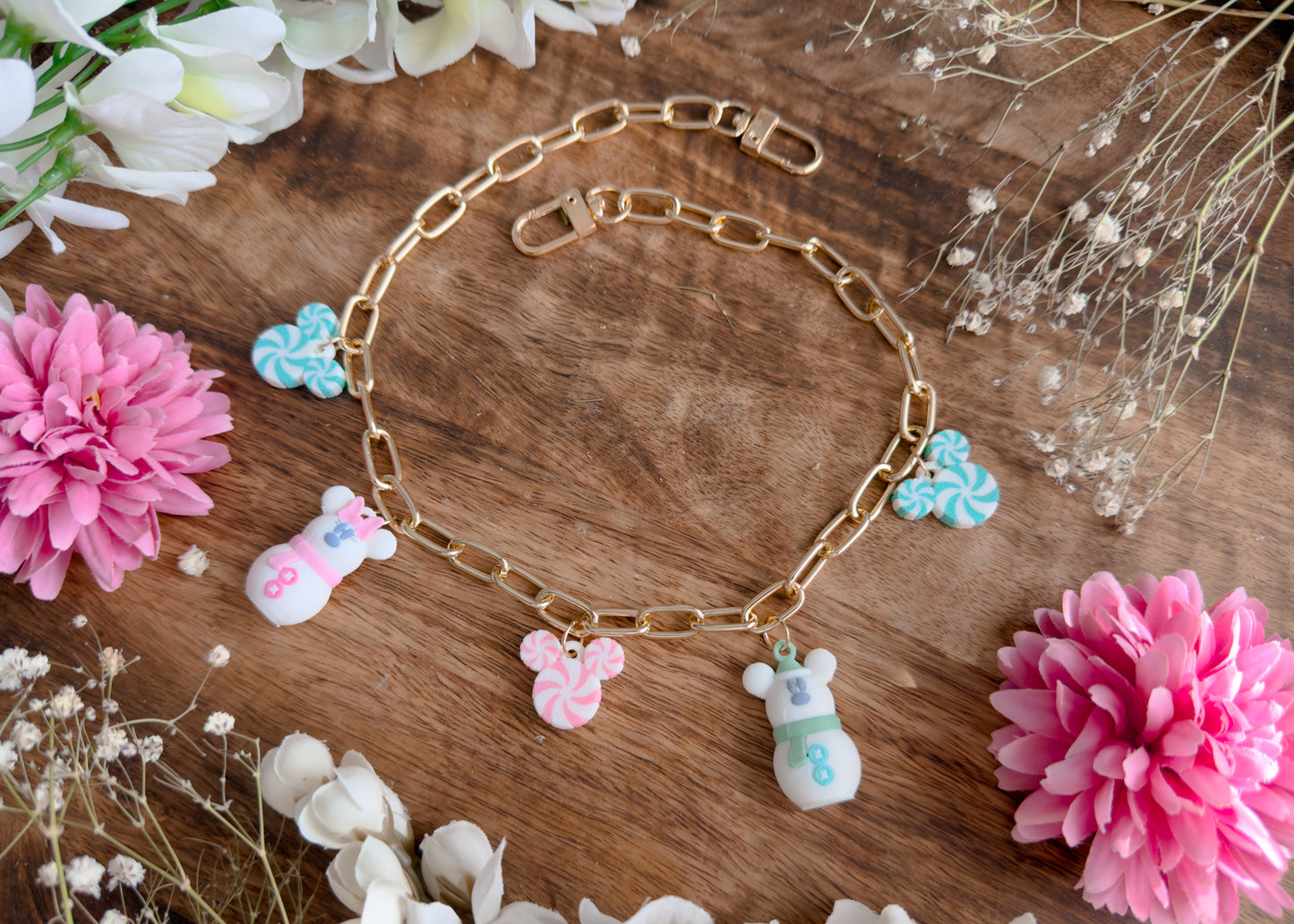 Pastel Snow Mouse Bag Charm Chain