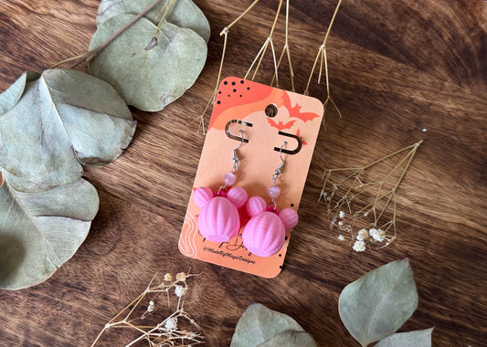 Pink MINI Pumpkin Mouse Head Earrings (No Face)