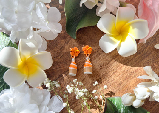 MINI Orange Swirl Earrings