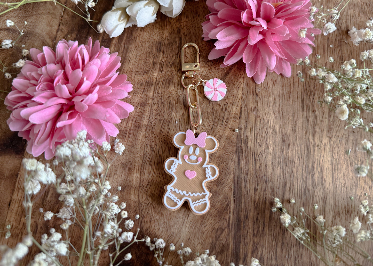Pastel Ms. Gingerbread Mouse Dangle Bag Charm