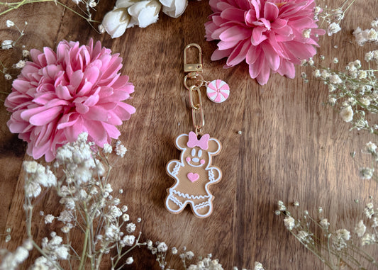 Pastel Ms. Gingerbread Mouse Dangle Bag Charm