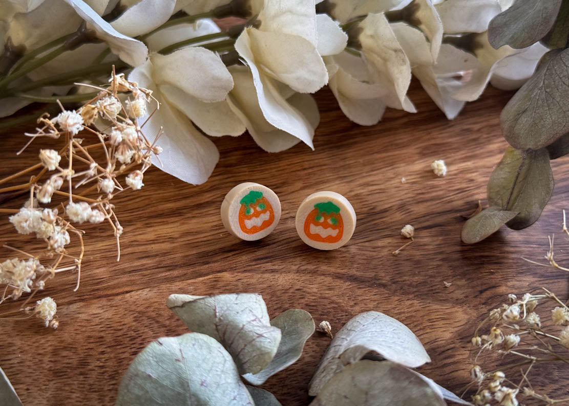 Pumpkin Cookie Stud Earrings