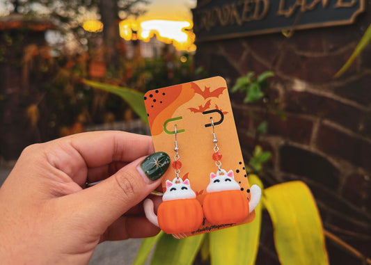 Pumpkin Cat Earrings
