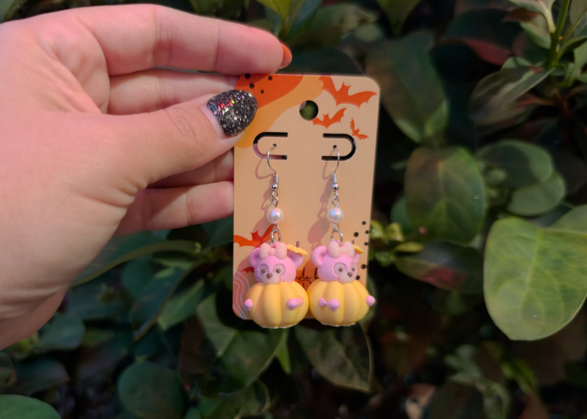 Pumpkin Shellie Bear Earrings