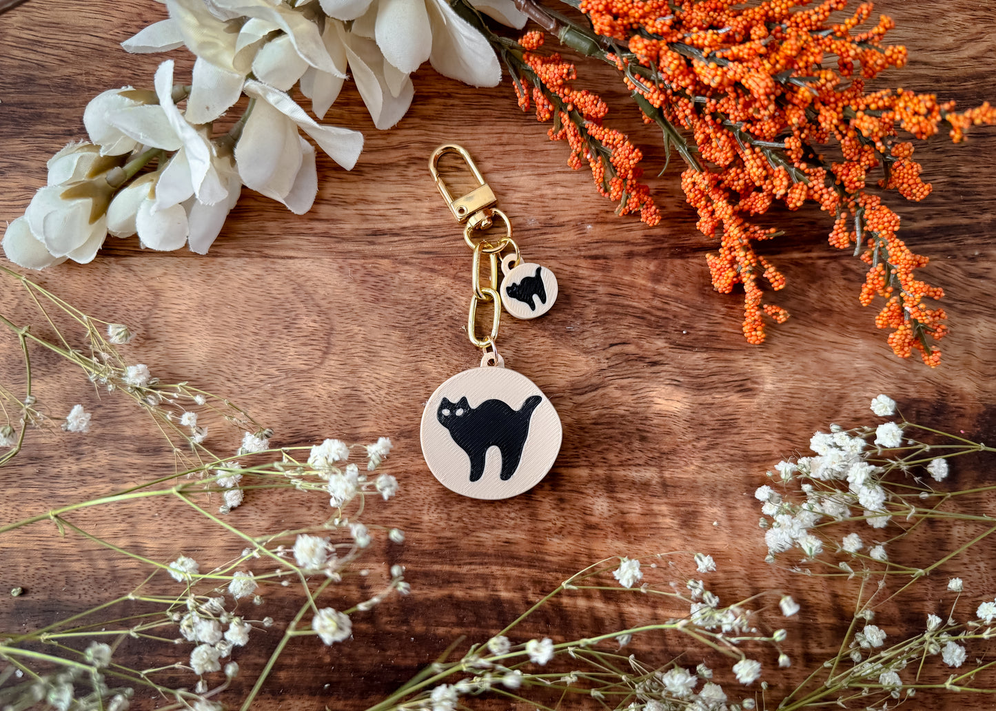 Black Cat Cookie Dangle Bag Charm