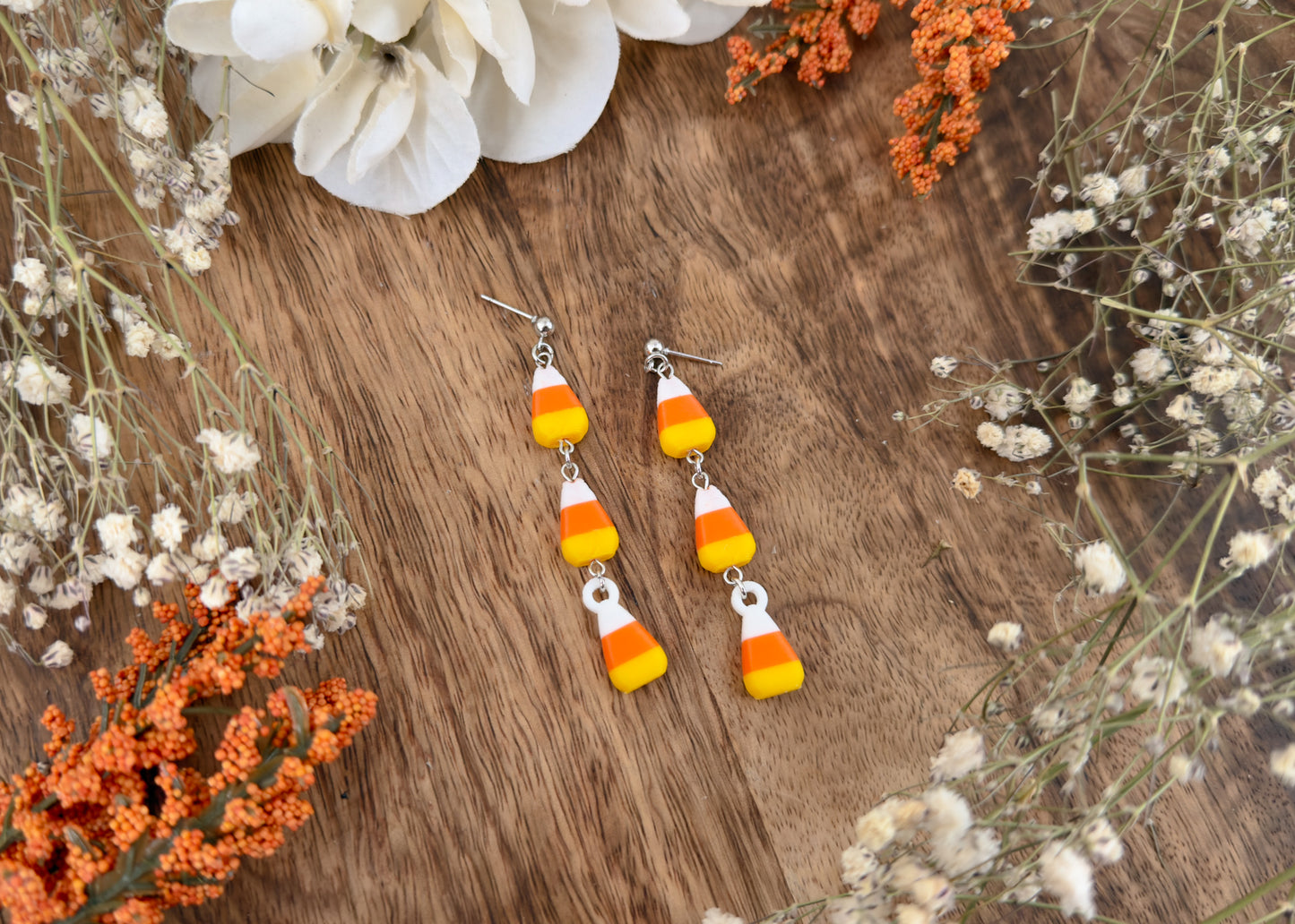Teeny Candy Corn Dangle Earrings