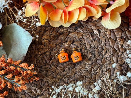 Teeny Pumpkin Bucket Earrings