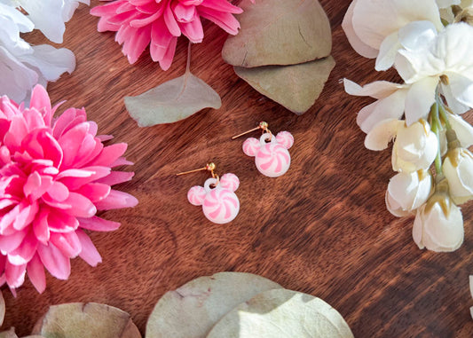 MINI Pink Peppermint Mouse Earrings