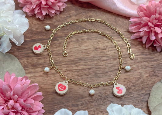 Valentine Hearts Cookie Charm Necklace